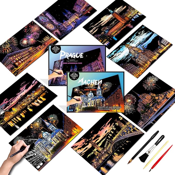 Scratch Art Painting Kit for Adults-8 Sheets A4 Rainbow Scratch Painting Paper by PAITUEND