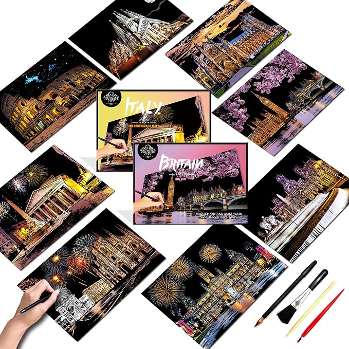 Scratch Art Painting Kit for Adults-8 Sheets A4 Rainbow Scratch Painting Paper by PAITUEND
