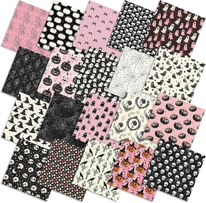 Ganeen 60 Pcs 10 x 10 Inch Pink Halloween Quilting Fabric Squares Vintage Pink by Ganeen