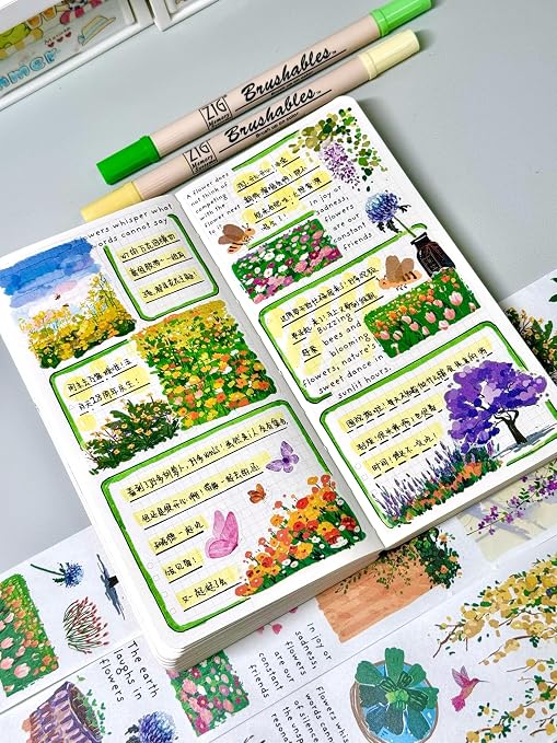 WT Spring Oasis Washi Tape Sticker Set, 3 Rolls, Original Designs, - Image 5