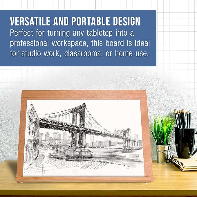 U.S. Art Supply X-Large 25-5/8" x 19" Adjustable Wood Art Drawing Board - Image 5