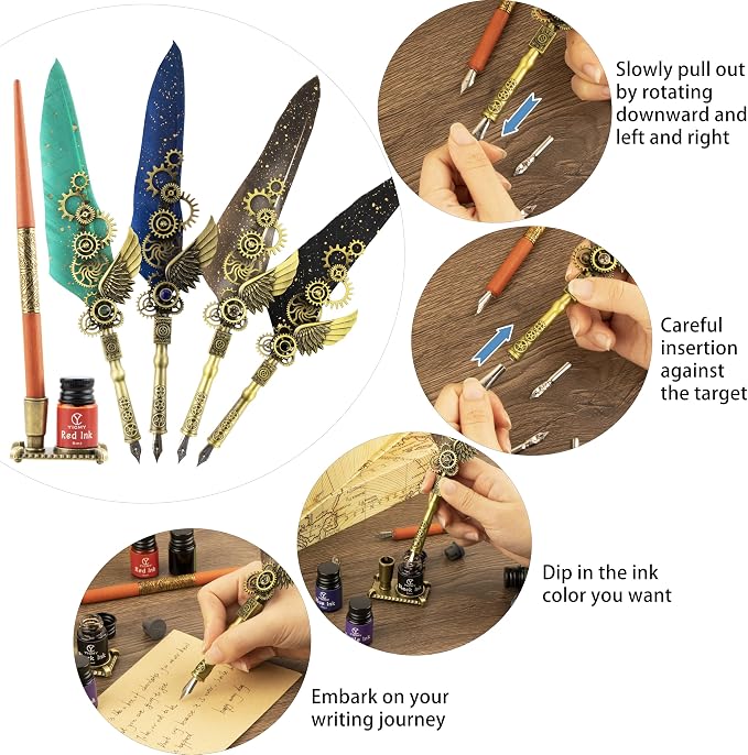 Feather Pen and Ink Set Calligraphy Kit - Image 3