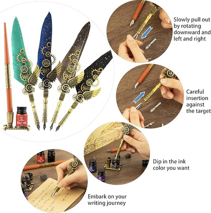 Feather Pen and Ink Set Calligraphy Kit - Image 3