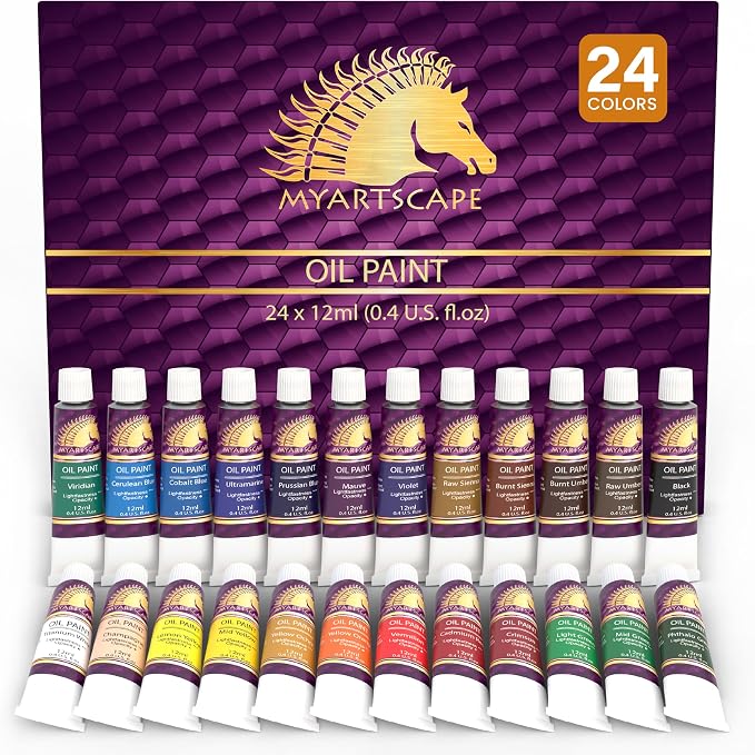 MyArtscape Oil Paint Set - 12ml x 24 Tubes - Lightfast - Heavy Body - Oil-based by MyArtscape