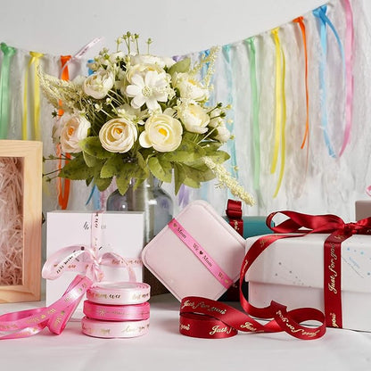 MEEDEE Pink Ribbon for Gift Wrapping Thank You Just for You Ribbon Mothers Day - Image 8