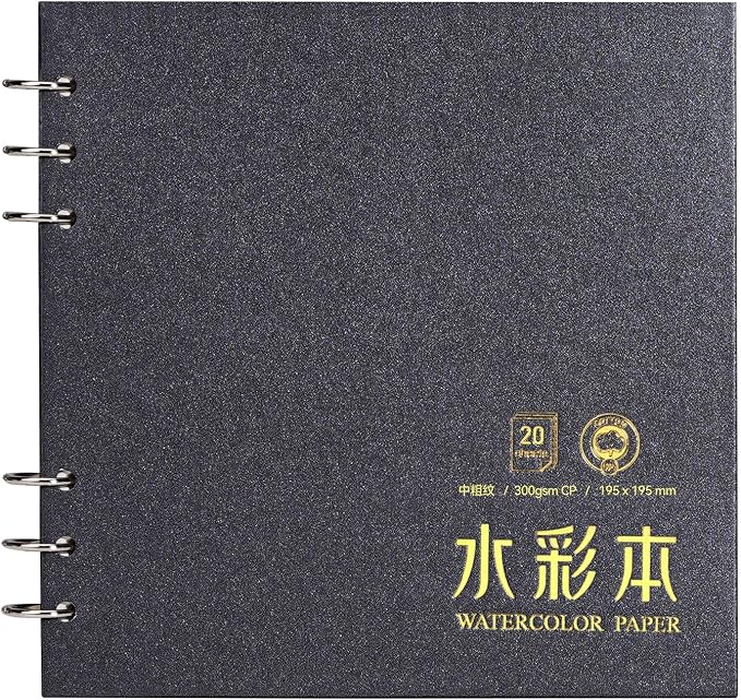 Lightwish Square Watercolor Journal, 100% Cotton, 300gsm/140lb, 20 Sheets Cold by LightwishArtSupplies
