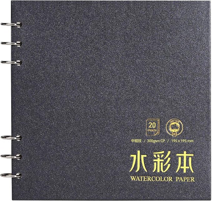 Lightwish Square Watercolor Journal, 100% Cotton, 300gsm/140lb, 20 Sheets Cold by LightwishArtSupplies