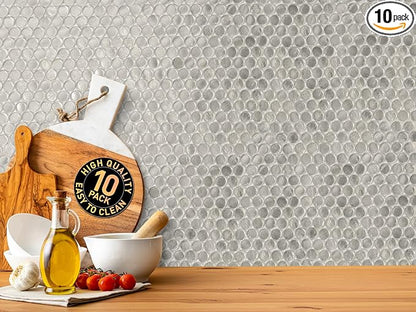 Silver Penny Round Mosaic Glass Tile – 12.2 x 12.2 Inch by Tiletopia