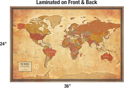 Laminated World Pioneer Map Poster | Vintage Style Map | Includes The Most - Image 2