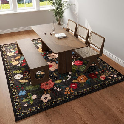 Rugcomf Area Rugs 9x12 Living Room Clearance Washable Boho Rug Non Slip Floral - Image 6