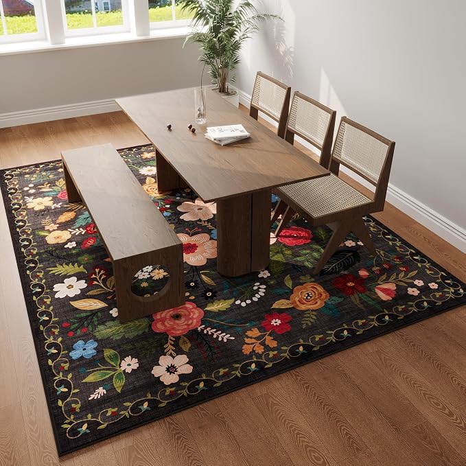 Rugcomf Living Room Rug 6x9 Rug Machine Washable Boho Area Rug Non Slip Floral - Image 6