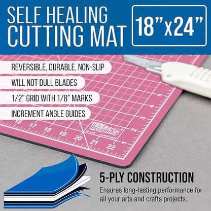 U.S. Art Supply 18" x 24" Self-Healing Cutting Mat 5-Ply - Image 2