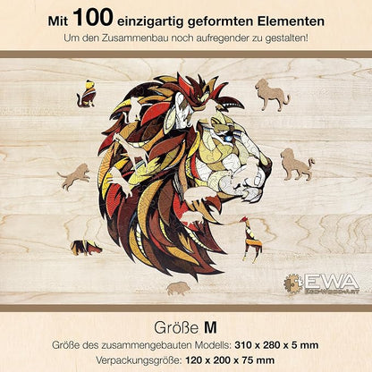 EWA Home Décor – Lion Medium 100 Pieces – Wooden Jigsaw Puzzle - Image 4