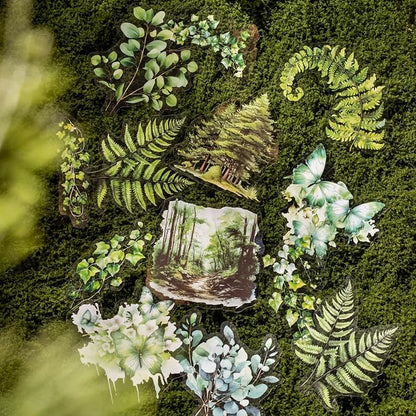 120Pcs Forest PET Scrapbook Stickers Botanical Designs - Image 4