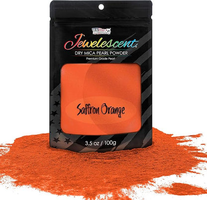 U.S. Art Supply Jewelescent Mica Pearl Pigment Powder, Saffron Orage 3.5 oz by USArtSupply