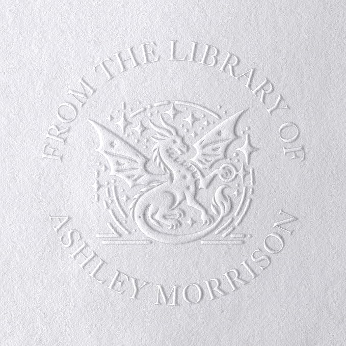 Dragon Book Embosser, Custom Round Library Book Embosser, Fantasty Fiction by FairmontGrovePaperCo
