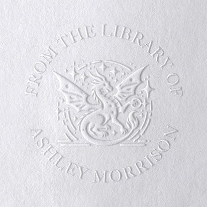 Dragon Book Embosser, Custom Round Library Book Embosser, Fantasty Fiction by FairmontGrovePaperCo