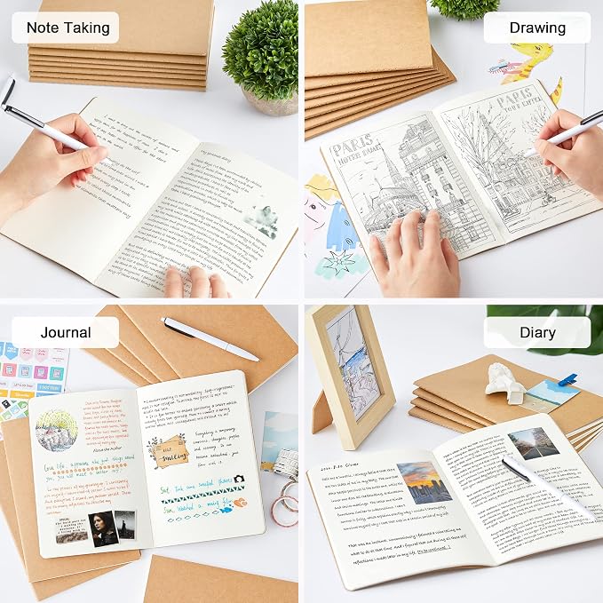 feela 30 Pack Blank Kraft Notebooks, Unlined Sketchbook Note Pad Travel Journal - Image 5