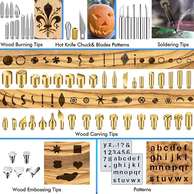 137PCS Wood burning Kit, DIY Creative Tool Set Soldering Woodburning Pen - Image 4