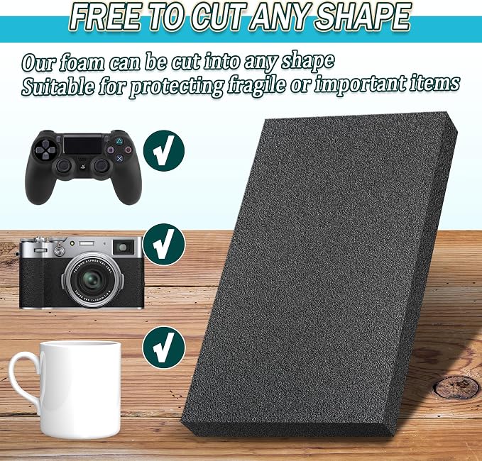Black Packing Foam Sheets- 8PCS Cuttable Polyurethane Foam Pads Polyurethane - Image 5