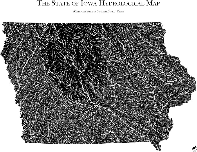 Muir Way Hydrological River Map of Iowa by MuirWay