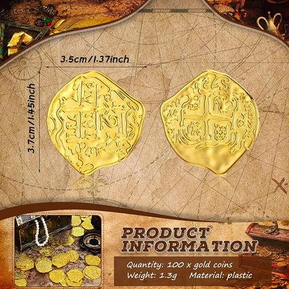 Hanaive 100 Pcs Pirate Coins Plastic Kids Fake Play Coins Replica Spanish - Image 2