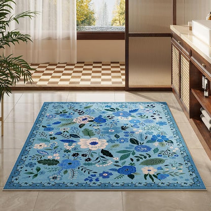 Rugcomf Bedroom Rug 3x5 Rug Washable Area Rug Non Slip Low Pile Boho Floral - Image 7