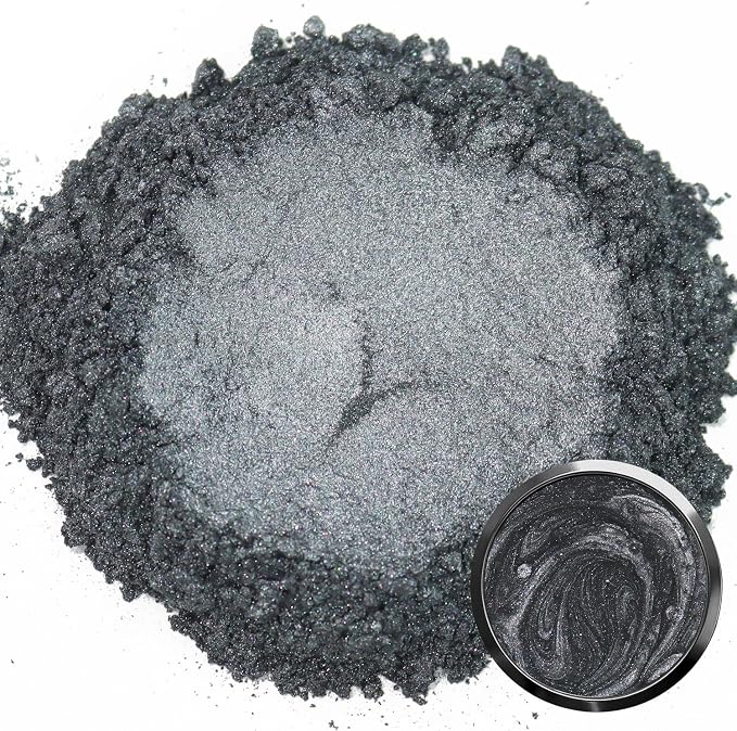 Matio Silver Black Mica Powder for Epoxy Resin, 1.8oz/ 50g Pearlescent Effect - Image 2