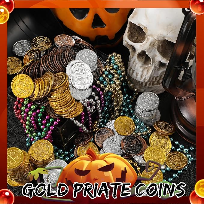 Hanaive 100 Pcs Pirate Coins Plastic Kids Fake Play Replica Spanish Doubloons - Image 6