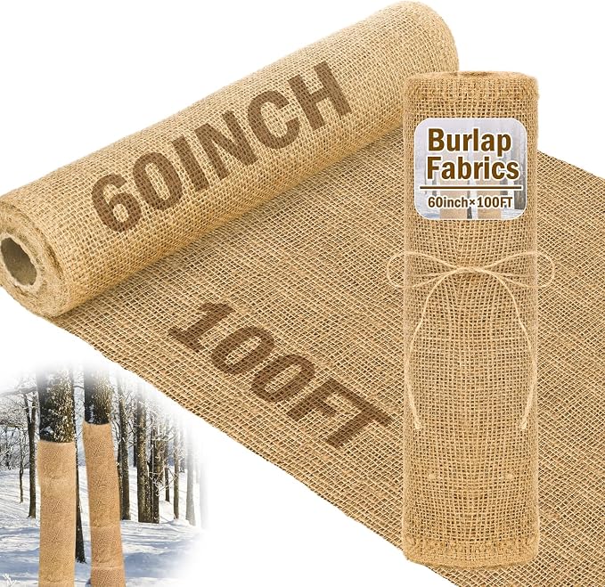 Buryeah 60 Inch x 100 ft Burlap Fabrics Roll Natural Jute Burlap Tree Wraps - Image 9