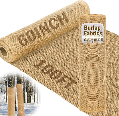 Buryeah 60 Inch x 100 ft Burlap Fabrics Roll Natural Jute Burlap Tree Wraps - Image 9