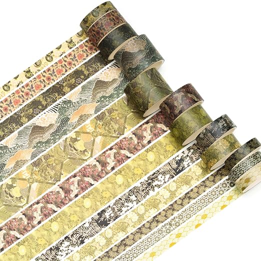 12 Rolls Kyoto Charm Washi Tape Set Japanese Arts Adhesive Tapes Geometric - Image 2