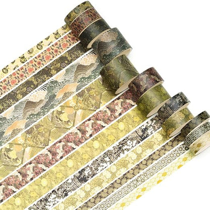 12 Rolls Kyoto Charm Washi Tape Set Japanese Arts Adhesive Tapes Geometric - Image 2