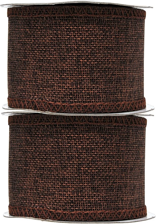 Mandala Crafts Brown Burlap Ribbon 2.5 Inches Wide Jute Ribbons - Image 4