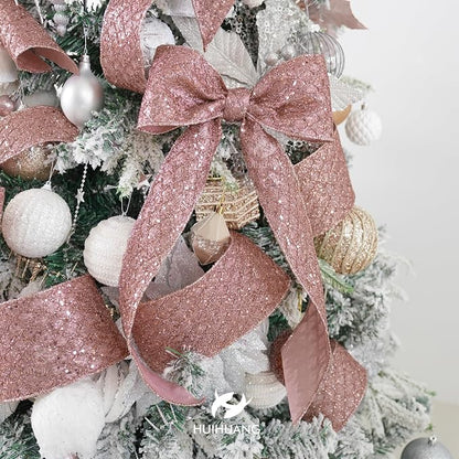 HUIHUANG Rose Gold Glitter Wired Ribbon - Image 5