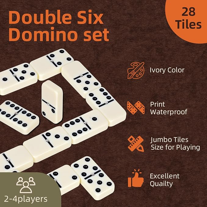 Smilejoy Dominos Set for Adults -Jumbo Size Dominoes Double Six Edition- - Image 3