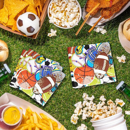 Aodaer 48 Pieces Sports Napkins 13 x 13 Inches Sports Ball Paper Napkins - Image 5