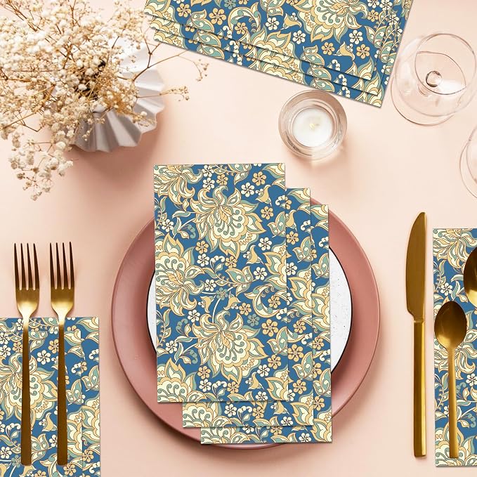 100Pcs William Morris Paper Napkins Disposable Paper Floral Vintage Napkins - Image 3