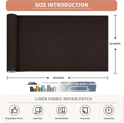 Fine Linen Repair Patches, Self-Adhesive Linen Fabric Patches, 12X40 inch Extra - Image 2