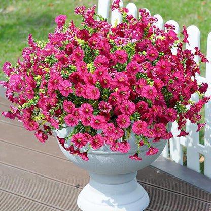 Artificial Flowers Fake Plants for Outdoors Decoration, 12 Bundles Silk Morning - Image 4