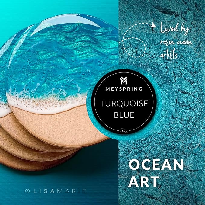 MEYSPRING Turquoise Blue Mica Powder - 50g - Epoxy Resin Color Pigment - Teal - Image 3