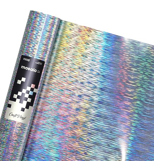 VViViD Mosaic+ Silver Brushed Holographic 1ft x 5ft Crafting Vinyl Crinkle-Free by VVIVIDVINYLS