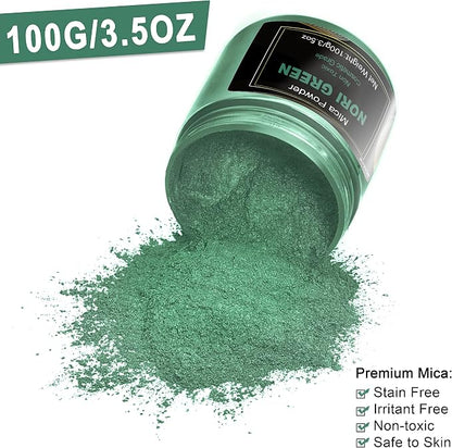 Nori Green Mica Powder Big Bottle Pigment Powder Multipurpose DIY Arts and - Image 2