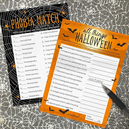 DISTINCTIVS Halloween Party Games, Halloween Trivia and Phobia Match 2 Game - Image 2