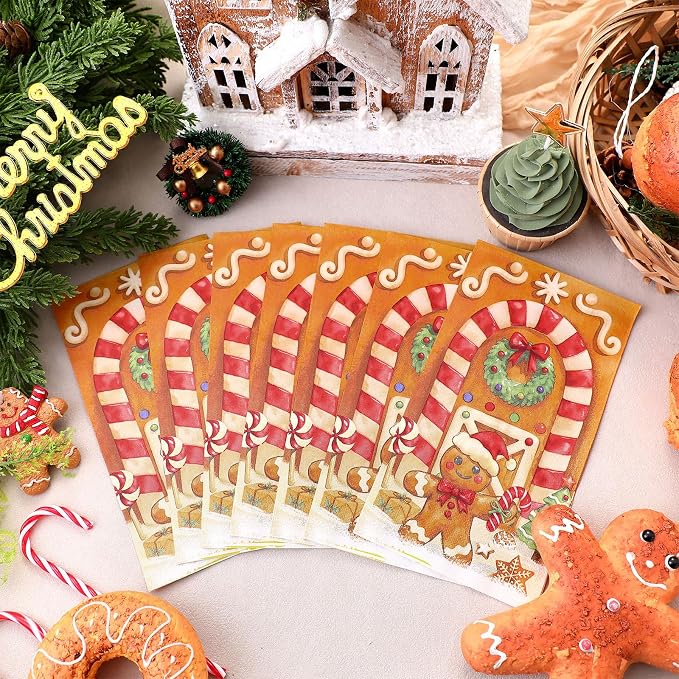 100 Pcs Christmas Guest Napkins 2 Ply Gingerbread Man Disposable Paper Napkins - Image 2
