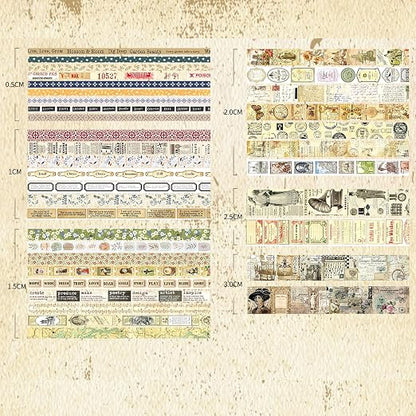 36 Rolls Vintage Washi Tape Pack Retro Arts Adhesive Tapes Wide Chronicle - Image 4
