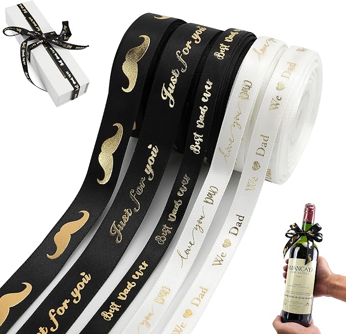 MEEDEE Happy Father's Day Ribbon Fathers Day Decorations Gift Box Wrapping by MEEDEE