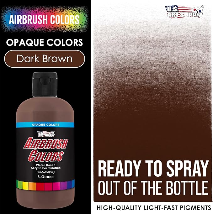 U.S. Art Supply Opaque Dark Brown Acrylic Special Effects Airbrush Paint - 8oz - Image 2