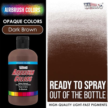 U.S. Art Supply Opaque Dark Brown Acrylic Special Effects Airbrush Paint - 8oz - Image 2