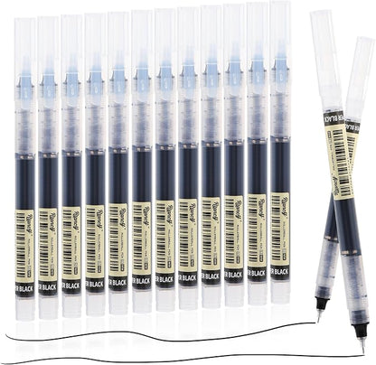 RIANCY 12 Pack Black Liquid Ink Rollerball Gel Pens, 0.5mm Extra Fine Point Tip by RIANCY